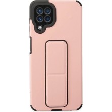 Samsung Galaxy A22 Kılıf Mega Standlı Silikon - Pudra