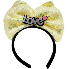 LED Işıklı 3 Farklı Fonnessiworldiyonda Yanan Gümüş Love Yazılı Sarı Fiyonk Taç 20X17 cm