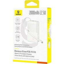 Baseus Enerfill FC51 Bipow2 Pro Dijital Göstergeli Super Hızlı Power Bank Type-C Kablolu, Usb-C 2