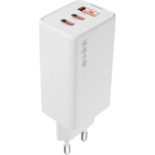 65W Pd Hızlı Şarj Adaptörü, 2 Usb-C ve Usb-A Girişi ile Beyaz