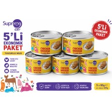 Supreme Cat Konserve Yaş Kedi Maması 85 gr x 5 Adet – Tavuklu Mousse ve Balıklı Kıyılmış Karışık Lezzet Paketi 425 gr