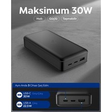 30000 Mah Güç Kapasitesine Sahip 3 Portlu Powerbank