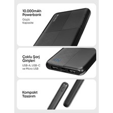 Micro, USB ve Type-C Girişleri ile 10000MAH Taşınabilir Pil