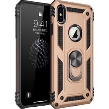 Apple iPhone x Kılıf Sofya Yüzüklü Silikon Kapak - Gold