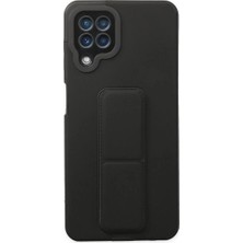 Samsung Galaxy A22 Kılıf Mega Standlı Silikon - Siyah