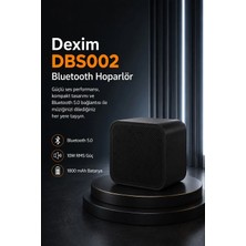 Dexim SC-836 10W TWS Kare Bluetooth 5.0 Hoparlör Siyah DBS002 Kompakt Tasarım Özellikleri