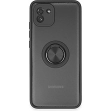 Samsung Galaxy A03 Kılıf Montreal Yüzüklü Silikon Kapak - Siyah