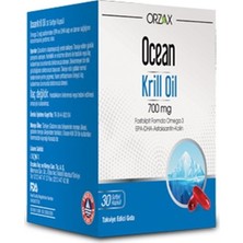Orzax Ocean Krill Yağı 500 mg 30 Softjel Kapsül Türkiye Menşeli Aromasız Besin Takviyesi