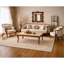 Fami Home Pesaro Bej Orta Sehpa Ceviz Ahşap Ayaklı Modern- Avangard Salon Sehpası