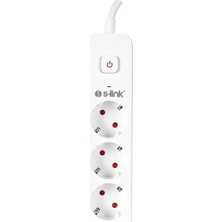 S-Link 1.5m 3’lü Anahtarlı Akım Korumalı Priz 3x1.5mm 750 Joule SPG301S