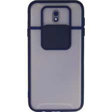 Samsung Galaxy J7 Pro / J730 Kılıf Palm Buzlu Kamera Sürgülü Silikon - Lacivert