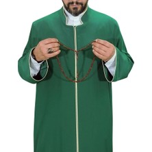 Yaser Giyim Hakim Yaka Biyeli Cübbe - Sarı Biyeli Yeşil