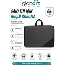 Glanart Askılı, Fermuarlı 35X50 Resim Çantası Su Geçirmez Ketenli Kumaş 37x54 cm Proje Çantası