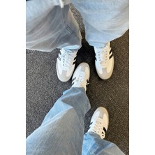 Liarca Retro Classic Süet Detaylı Günlük Unisex Beyaz Sneaker,  Zamansız Tasarım Yürüyüş Ayakkabısı