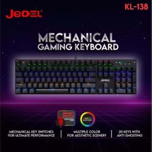 Şara Bilişim Jedel KL-138 Blue Switch Mekanik Rgb Efekli Işıklı Oyuncu Klavye Q Tr