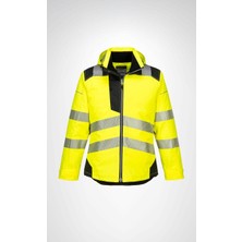 Selçuklu Plus Portwest T400 PW3 Hi-Vis Kışlık Reflektörlü Su Geçirmez Kapüşonlu Sarı İş Montu