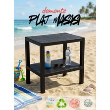 Rika Garden Portatif Plastik Plaj ve Kamp Masası - 2 Katlı Demonte Piknik Masası, Sahil Şezlong Yanı Sehpa (38X29 Cm)