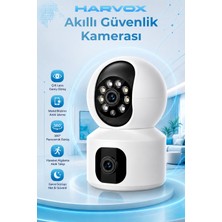 Harvox Akıllı Güvenlik Kamerası Full Hd Çift Lensli 360° Dönüşlü Hareket Algılamalı Canlı Izleme Özellikli Monitör