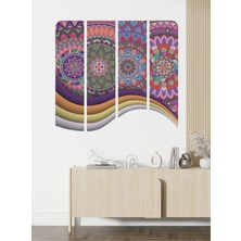 S Digital Renkli Boho Mandala 4’lü Folyo Duvar Sticker – Salon ve Ofis Dekorasyonu - 2 Ölçü Seçeneği - Kendinden Yapışkanlı Pvc Folyo