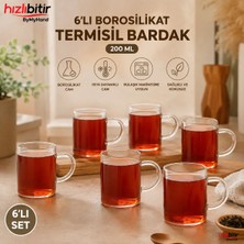 By My Hand Bymyhand Borosilikat Isıya Ateşe Dayanıklı Termisil Kulplu Çay Bardağı Kahve Bardağı 6'lı Set 200 ml