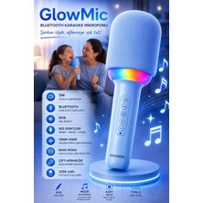 Exenar Kablosuz Bluetooth Karaoke Mikrofonu 5W Rgb Işıklı Taşınabilir Kablosuz Mikrofon Şarjlı 1200 Mah