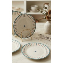 Evin Bizden Modern Porselen Bahar Desen 4 Kişilik Pasta Tabağı Seti 19 cm Porselen Pasta Tabakları