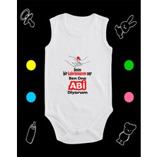 Pamuklu Bir Kahramanım Var Abi Diyorum Baskılı Penye Bebek Body Çıtçıtlı Badi Zıbın KVABD115