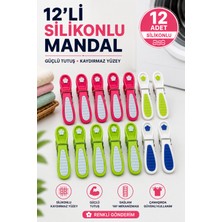 Alıç Silikonlu Çamaşır Mandalı 12’li  Kaydırmaz Yüzeyli Güçlü Tutuş Renkli Mandal Seti