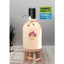 Krem Damacana Kılıfı Bandanalı Kedi Baskılı Hambez Damacana Kılıfı