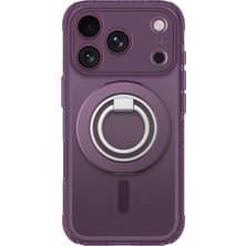 iPhone 18 Pro Kılıf M-Safe Özellikli Yüzük Standlı Amazingthing Titan Pro Grip Ring Serisi Kapak Mor