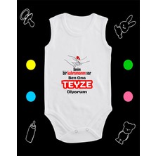 Pamuklu Bir Kahramanım Var Teyze Diyorum Baskılı Penye Bebek Body Çıtçıtlı Badi Zıbın KVTD123