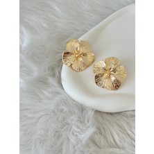 Revoia Gold Çiçek Küpe
