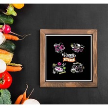 Happy Kitchen Mutfak Duvar Dekorasyonu Ahşap Çerçeve Dekoratif Duvar Çerçevesi
