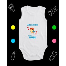 Pamuklu Ablasının Minik Kuşu Baskılı Penye Bebek Body Çıtçıtlı Badi Zıbın ABLMK117