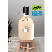 Krem Damacana Kılıfı Iki Kedi Baskılı Hambez Damacana Kılıfı
