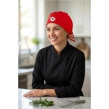 Kaşık Çatal Kalp Temalı Kırmızı Chef Bonesi | Özel Tasarım Aşçı ve Şef Bonesi