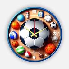 Çocuk Odası Duvar Saati / Futbol Topu Temalı Duvar Saati / Dijital Duvar Saati / Uv Baskılı / 48 cm