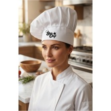 Aşçı Şapkası, Mantar Kep Beyaz Star Chef Baskılı