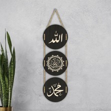 Allah Muhammed Maşallah Duvar Süsü Dekoratif Ahşap Duvar Süsü