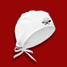 Mr Chef Beyaz Bone | Chef Basıkılı Beyaz Bone | Özel Tasarım Aşçı ve Şef Bonesi