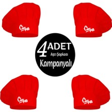 4lü Kırmızı Chef Baskılı Ayarlanabilir Aşçı Şapkası