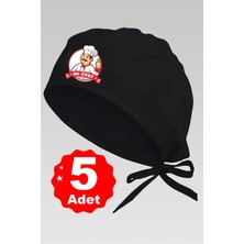 5li Mr. Chef Logo Basklılı Siyah Özel Tasarım Aşçı ve Şef Bonesi