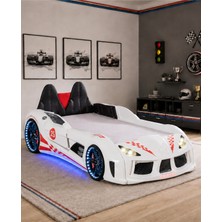 Setay Arabalı Yatak, Raceing Car V8 Full Ledli Koltuklu Arabalı Yatak 100X190 cm
