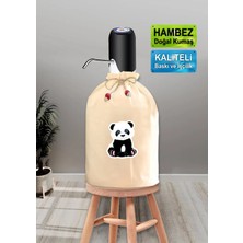 Krem Damacana Kılıfı Panda Baskılı Hambez Damacana Kılıfı
