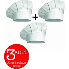 3lü Beyaz Ayarlanabilir Aşçı Şapkası - Aşçı Bonesi