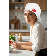 Türk Bayraklı Beyaz Chef Bonesi | Özel Tasarım Aşçı ve Şef Bonesi