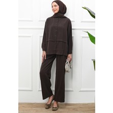 İmaj Butik Kahverengi Tunik Pantolonlu Modal Takım