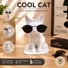 Piece Of Art Cool Cat Kedi Figürlü Gözlük Standı 14 cm – 3D Baskı Dekoratif Masaüstü Hediyelik ( Beyaz )