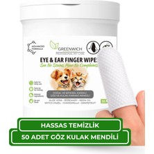 Greenwich Kedi ve Köpek Göz ve Kulak Parmak Mendili 50 Adet – Tek Kullanımlık Vegan Temizleme Mendili | Günlük Göz ve Kulak Hijyen Bakımı