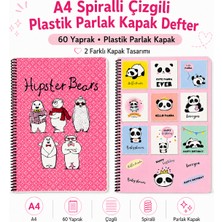 Fly Color 60 Yaprak A4 Spiralli Plastik Kapak Okul Defteri